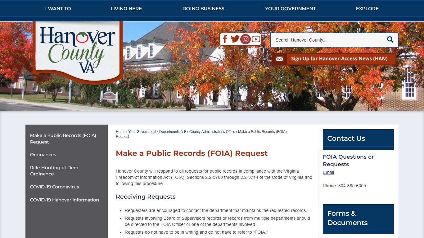Make a Public Records (FOIA) Request | Hanover County, VA